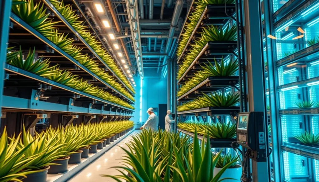 Advanced vertical farming system utilizing space-derived technologies for Aloe Vera cultivation