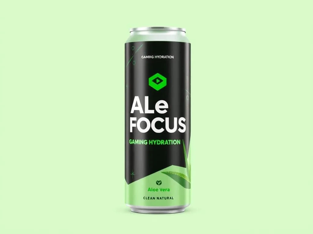 AloeFocus Gaming Hydration drink in sleek can design