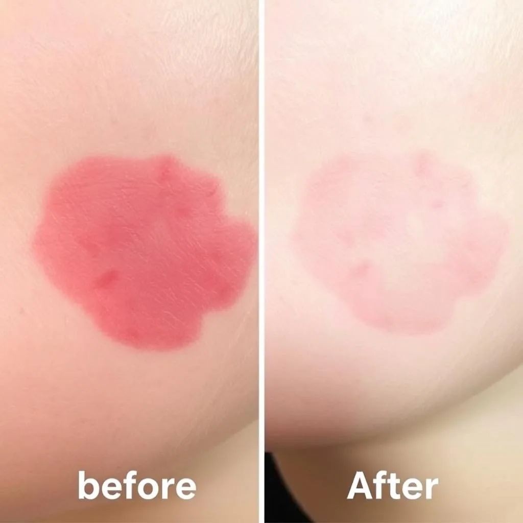 Before and after images showing improvement in eczema after aloe vera treatment