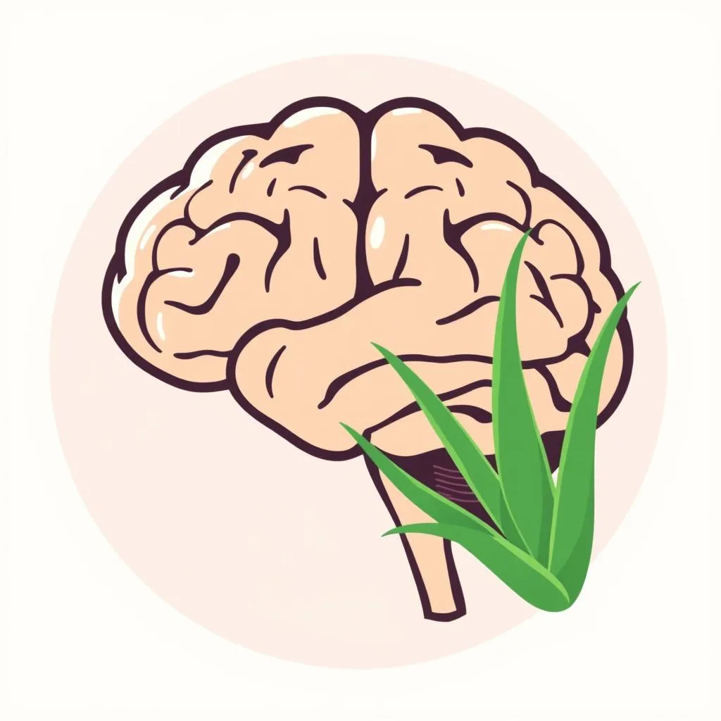 Brain function diagram showing aloe vera's cognitive benefits