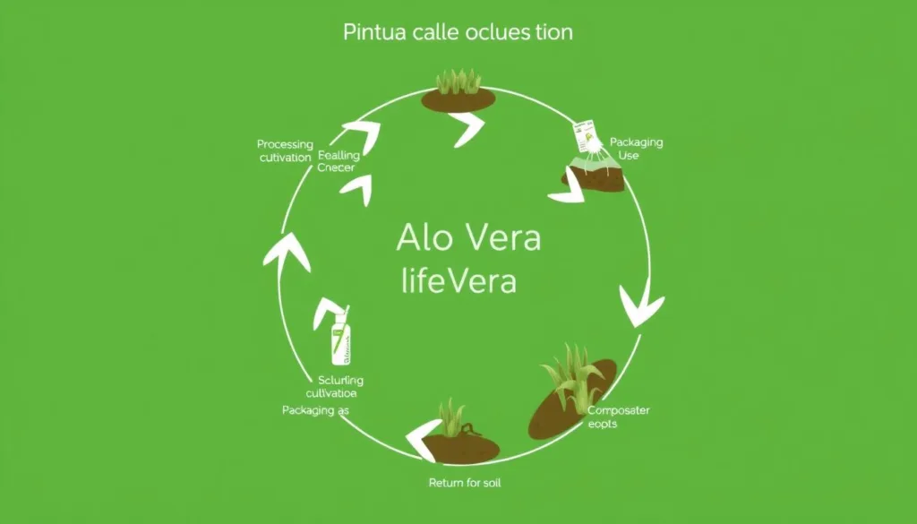 Circular economy diagram for Aloe Vera biodegradable packaging
