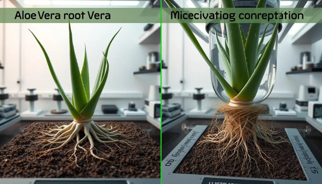 Comparison of Aloe Vera root development in Earth gravity versus microgravity conditions