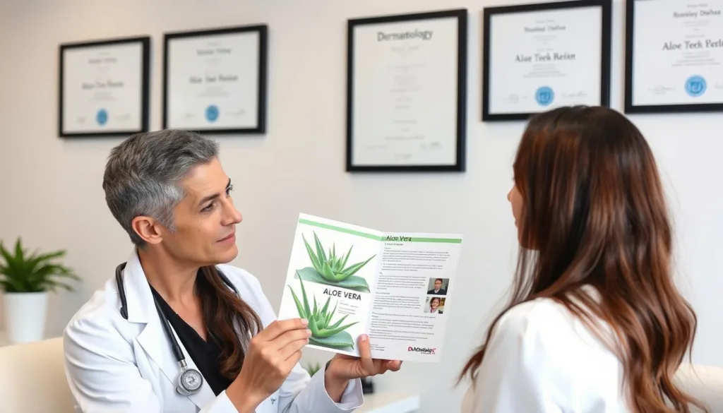 Dermatologist consulting with patient about aloe vera treatment
