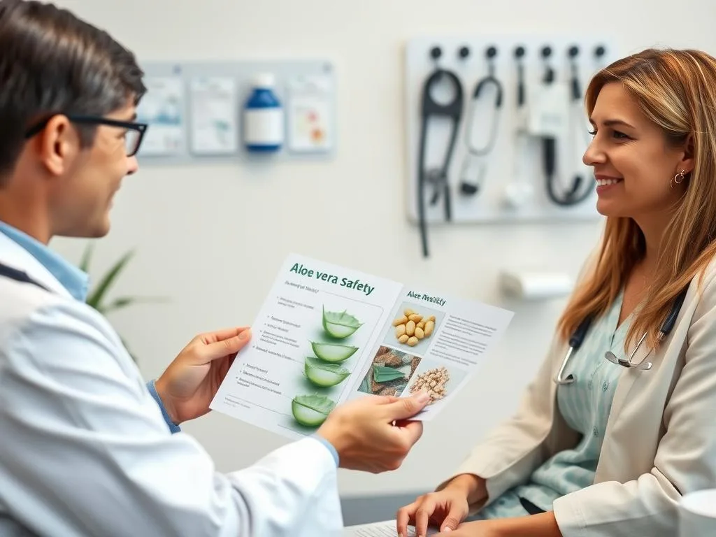Doctor discussing Aloe vera safety with patient Doctor discussing Aloe vera safety with patient
