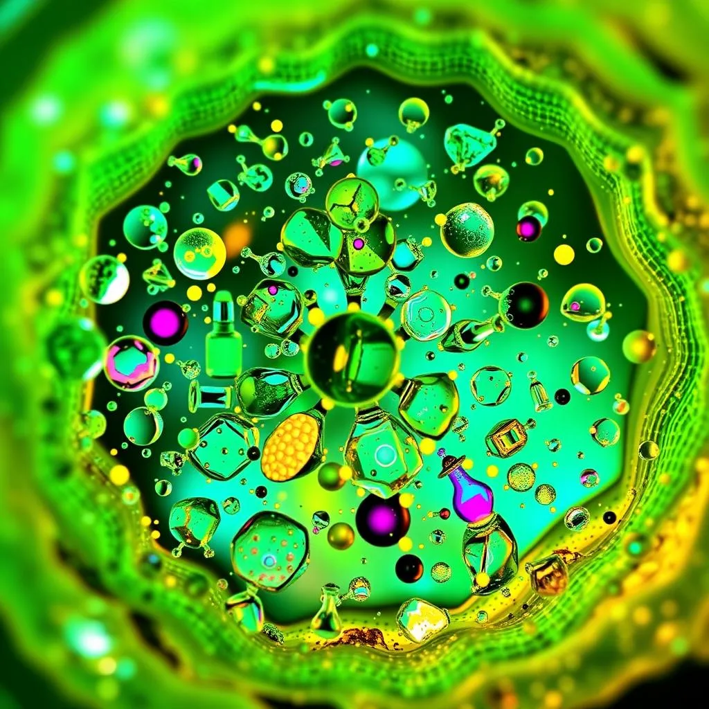 Microscopic view of Aloe vera gel showing its complex molecular structure Microscopic view of Aloe vera gel showing its complex molecular structure