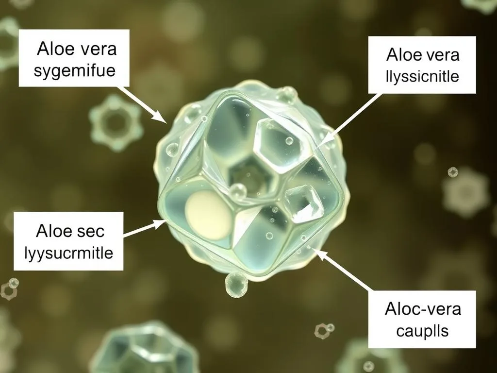 Microscopic view of aloe vera gel showing its molecular structure