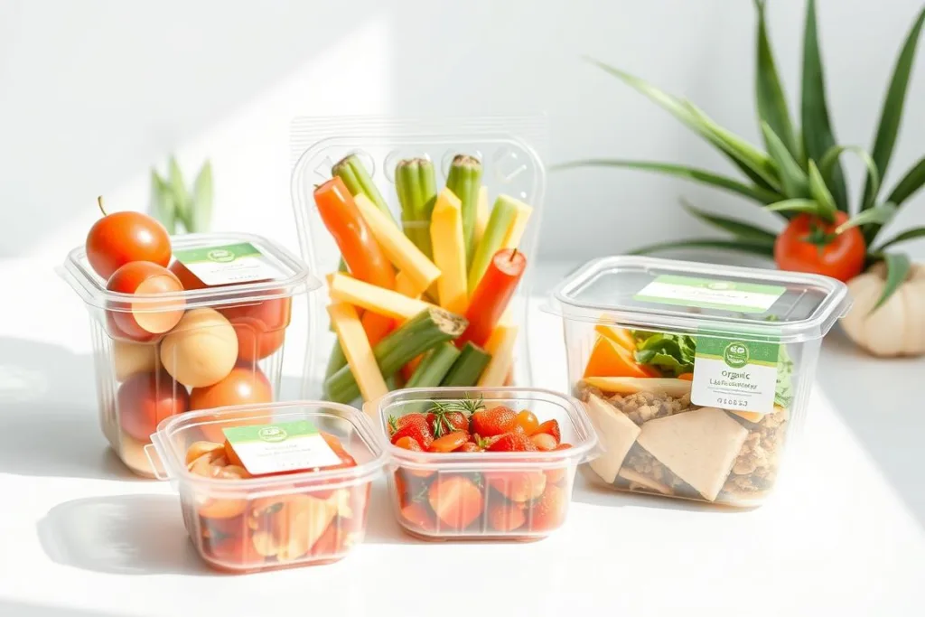 Organic food products packaged in Aloe Vera biodegradable containers