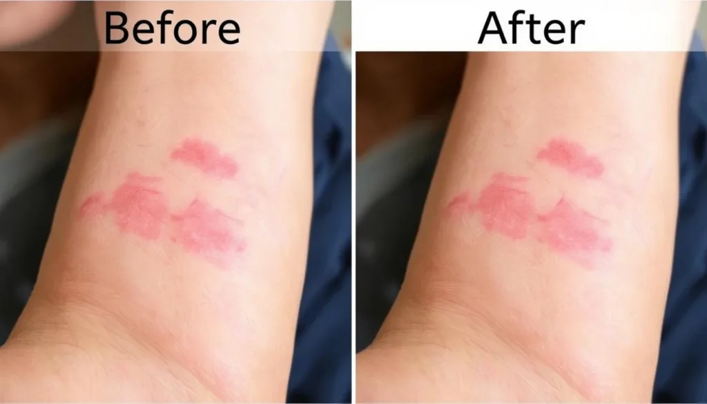 Person with visibly improved skin condition after using aloe vera treatment