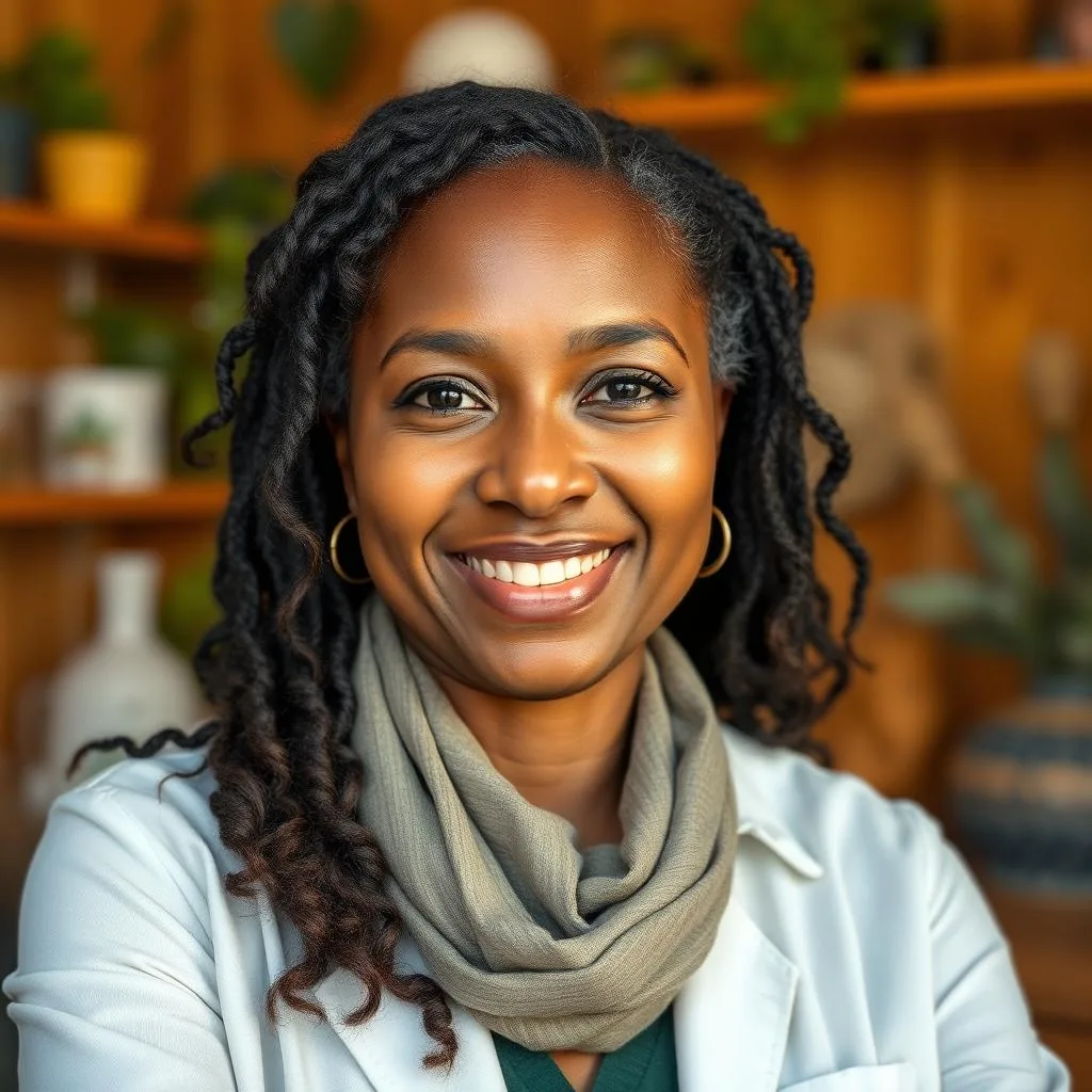 Portrait of herbalist discussing Aloe vera's mental health applications Portrait of herbalist discussing Aloe vera's mental health applications