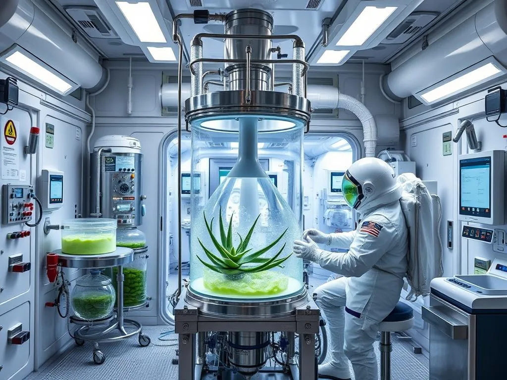 Specialized equipment for extracting and preserving Aloe Vera gel in space conditions