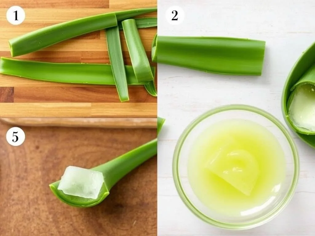 Step-by-step preparation of aloe vera gel for Aloe Vera Fusion Cuisine recipes