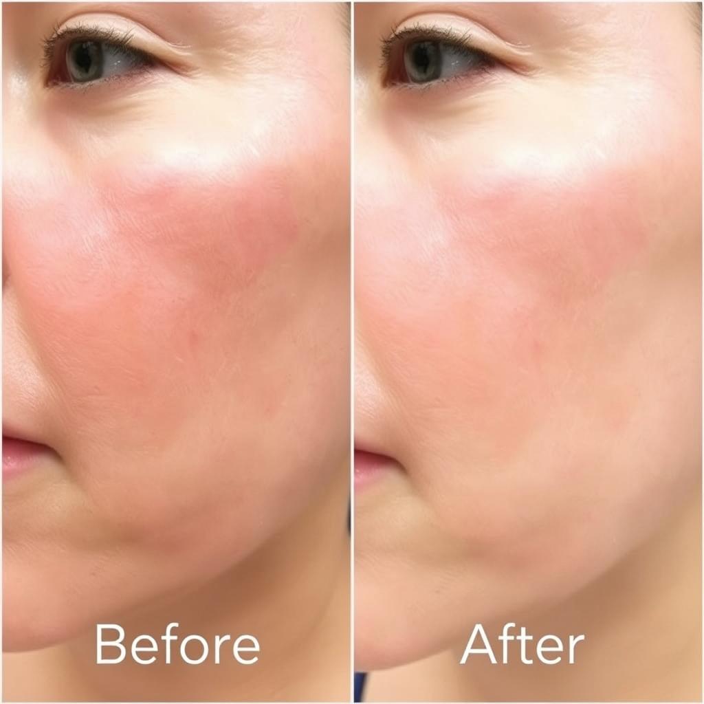 Before and after images of skin condition treated with aloe vera