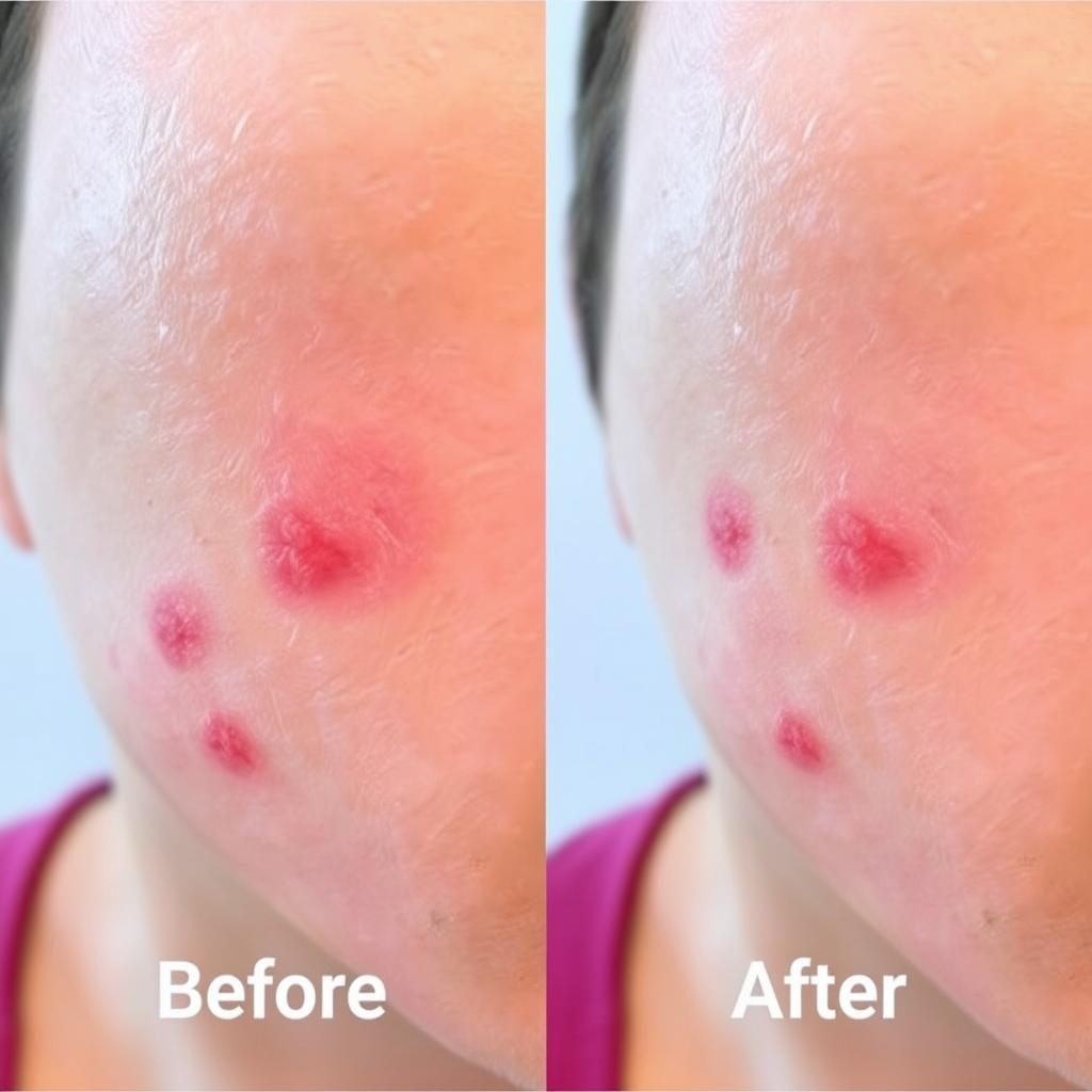 Before and after of eczema treated with aloe vera