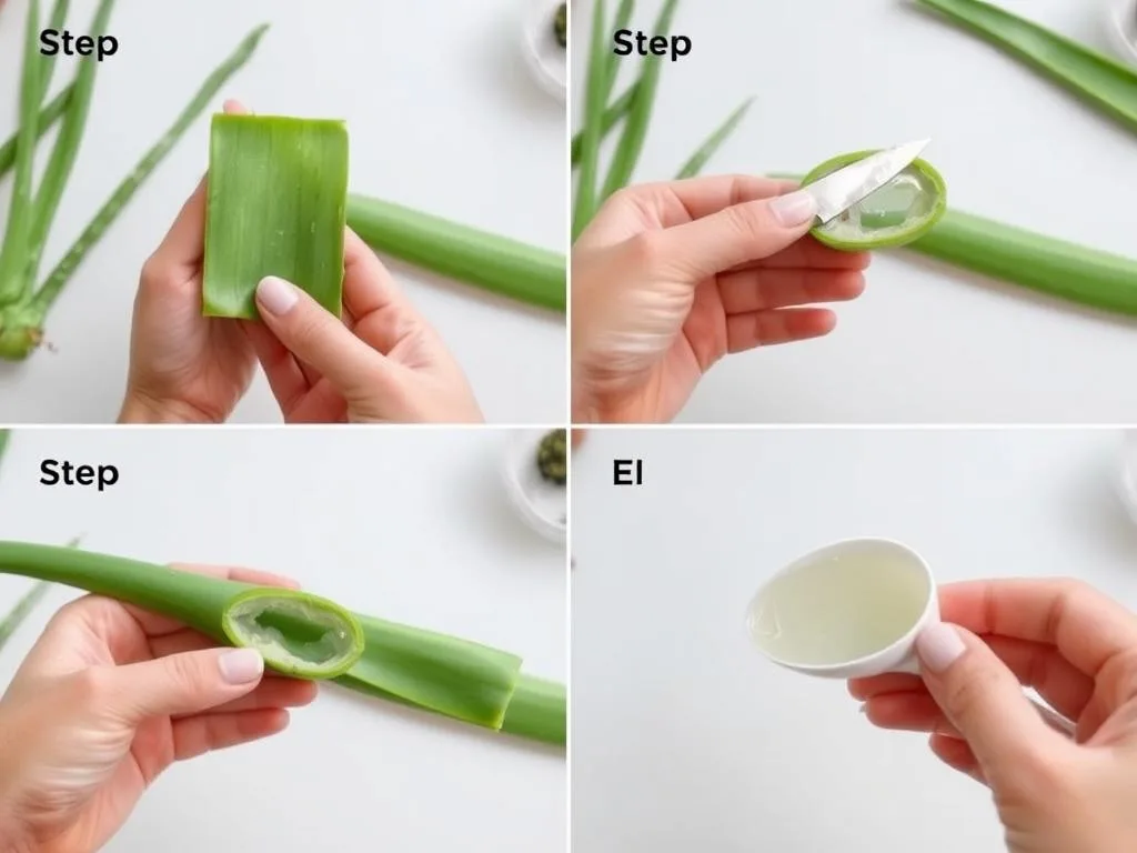 Cutting open an aloe vera leaf to extract the gel
