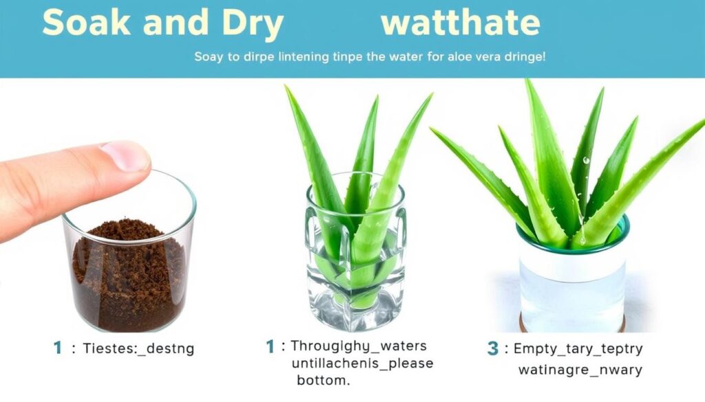 Demonstration of proper soak and dry watering method for aloe vera