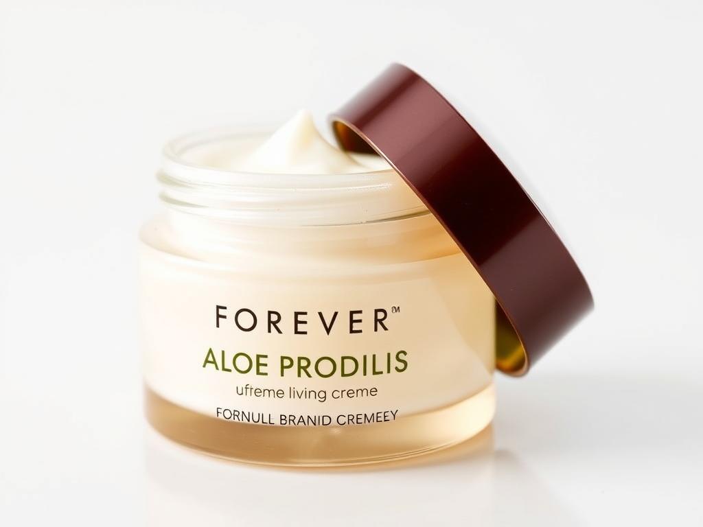 Jar of Forever Living Aloe Propolis Creme with some product visible on display