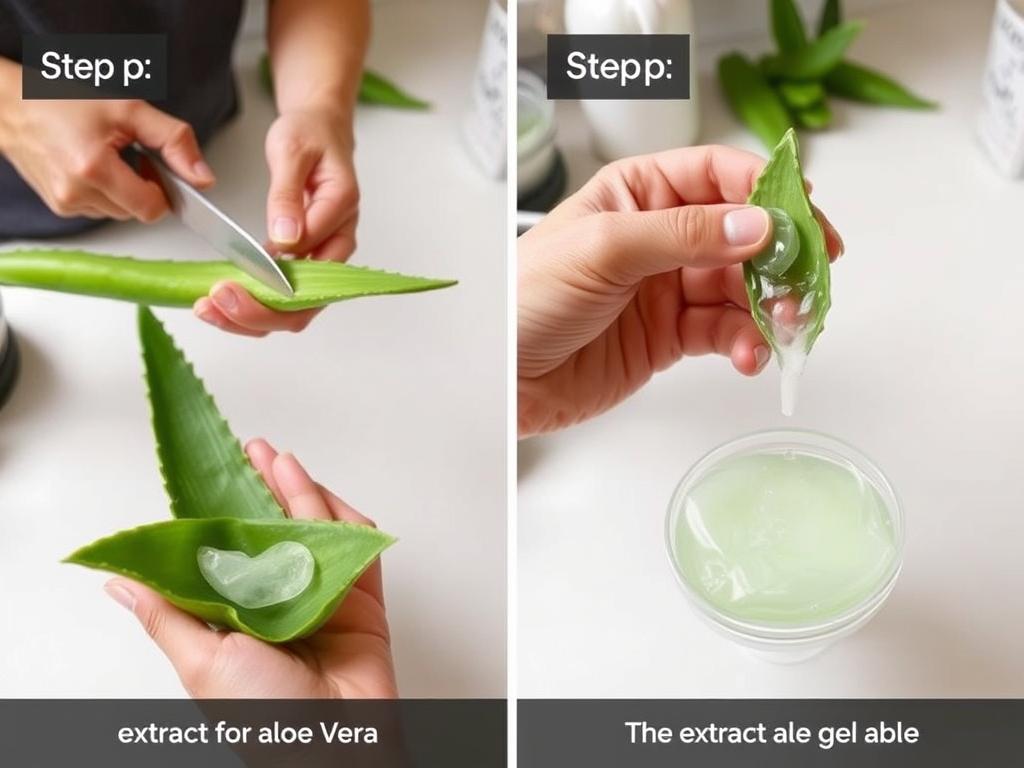 Person cutting fresh aloe leaf and extracting gel
