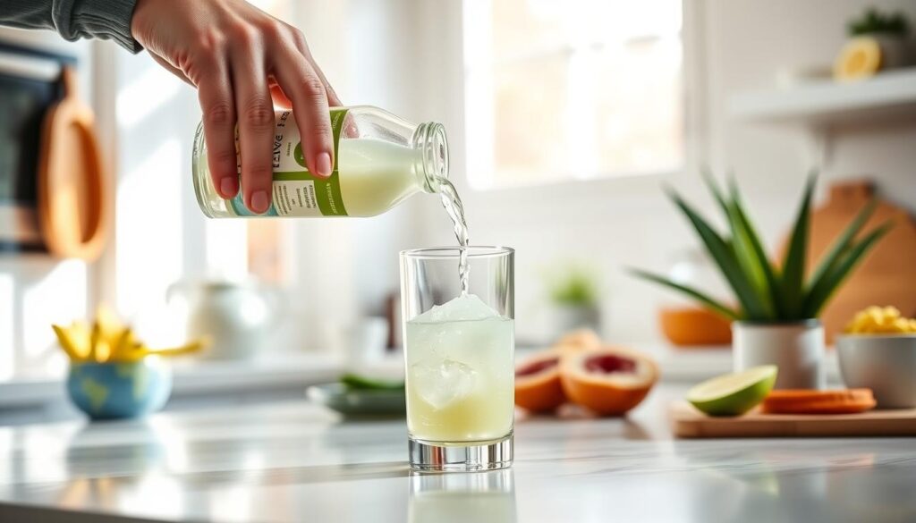 Person using Forever Living Aloe Vera Gel as part of their daily wellness routine