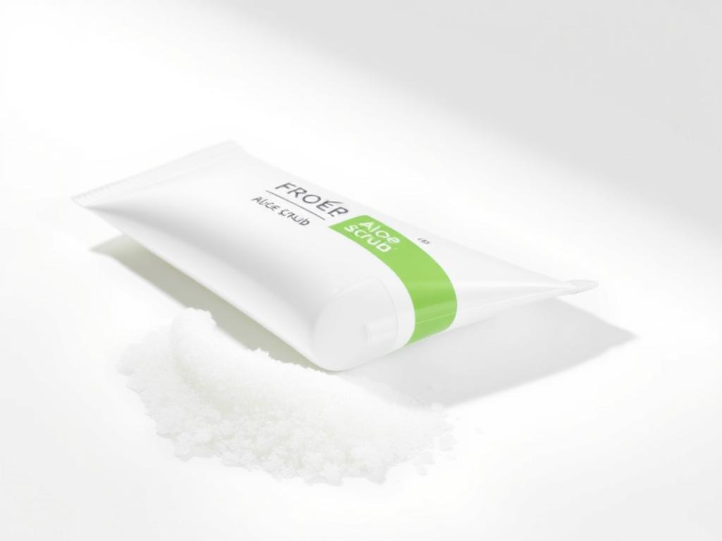 Tube of Forever Aloe Scrub with product texture visible showing the gentle exfoliating beads