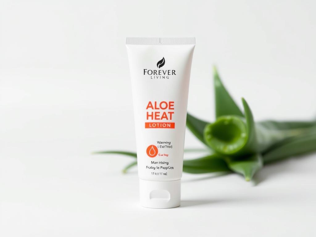 Tube of Forever Living Aloe Heat Lotion with warming effect visualization