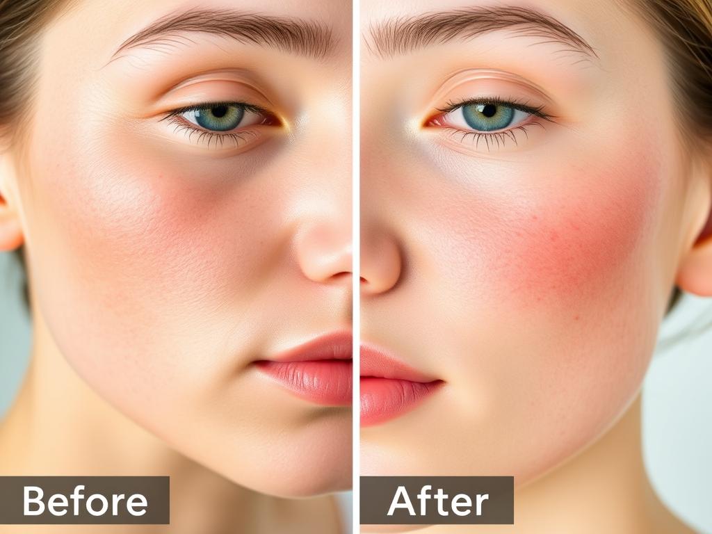 Before and after images showing skin improvement with aloe vera gel use