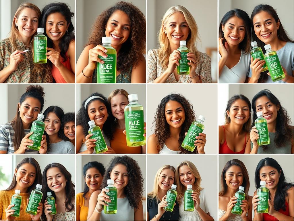 Collage of customers sharing their Forever Living Aloe Vera Gel experiences