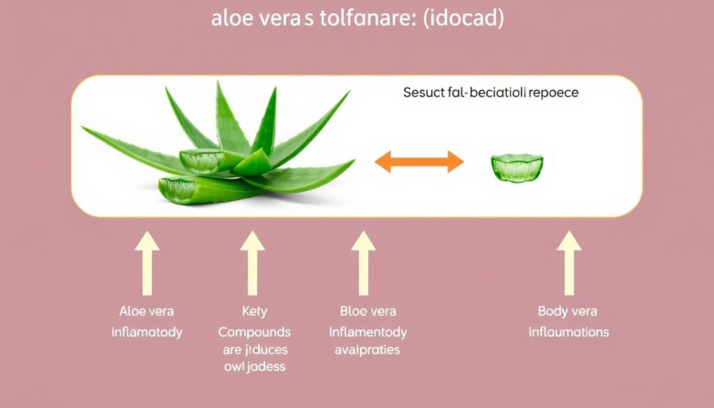Diagram showing how aloe vera reduces inflammation in the body