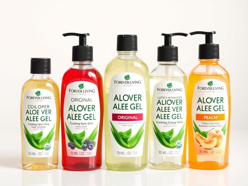 Forever Living Aloe Vera Gel product lineup showing different sizes and varieties