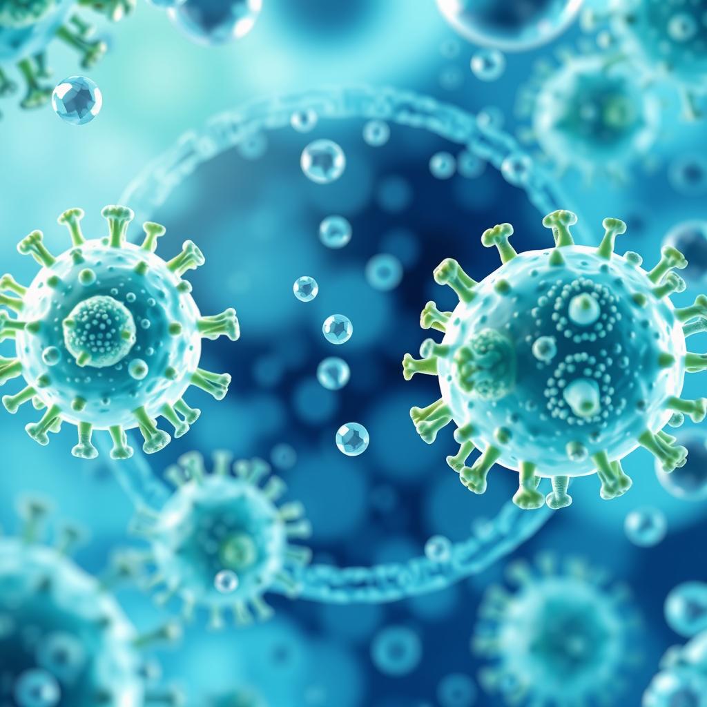 Microscopic view of immune cells being supported by aloe vera compounds